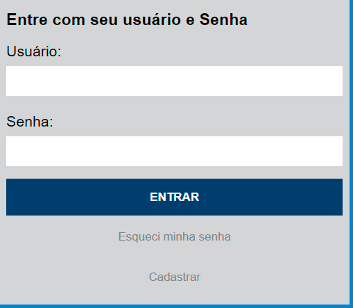 detalhe da página: campos de login: usuário e senha, links para criação de conta IDCorreios e recuperação de senha IDCorreios